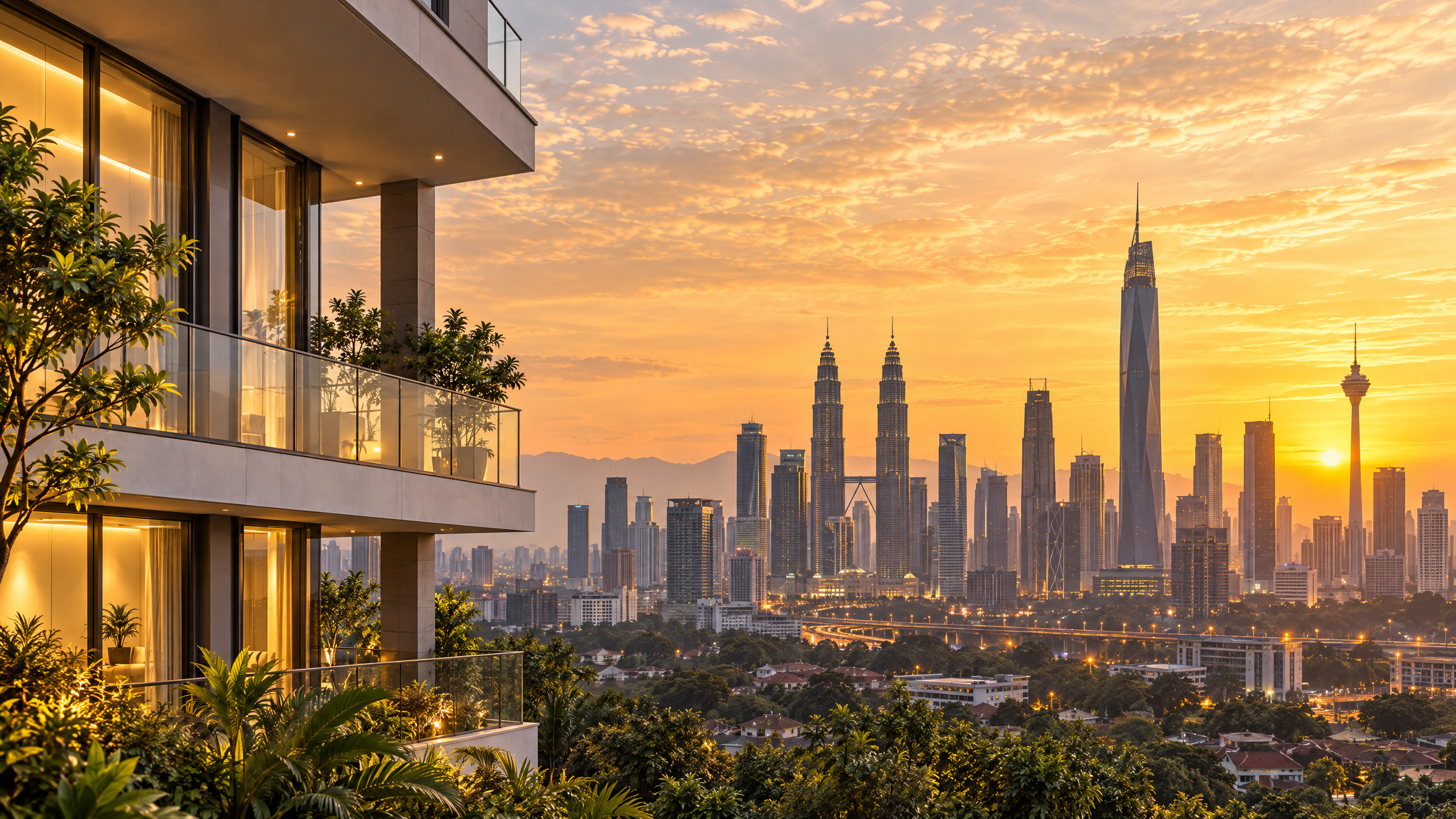 Malaysian landed homes along a landscaped residential street